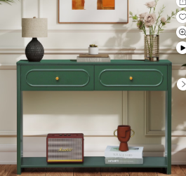 Wirrytor Console Table with 2 Drawers for Entryway, Modern Sofa Table for Living Room, Narrow Sofa Table with Open Storage Shelf, Hallway Table and Couch Table Behind Sofa