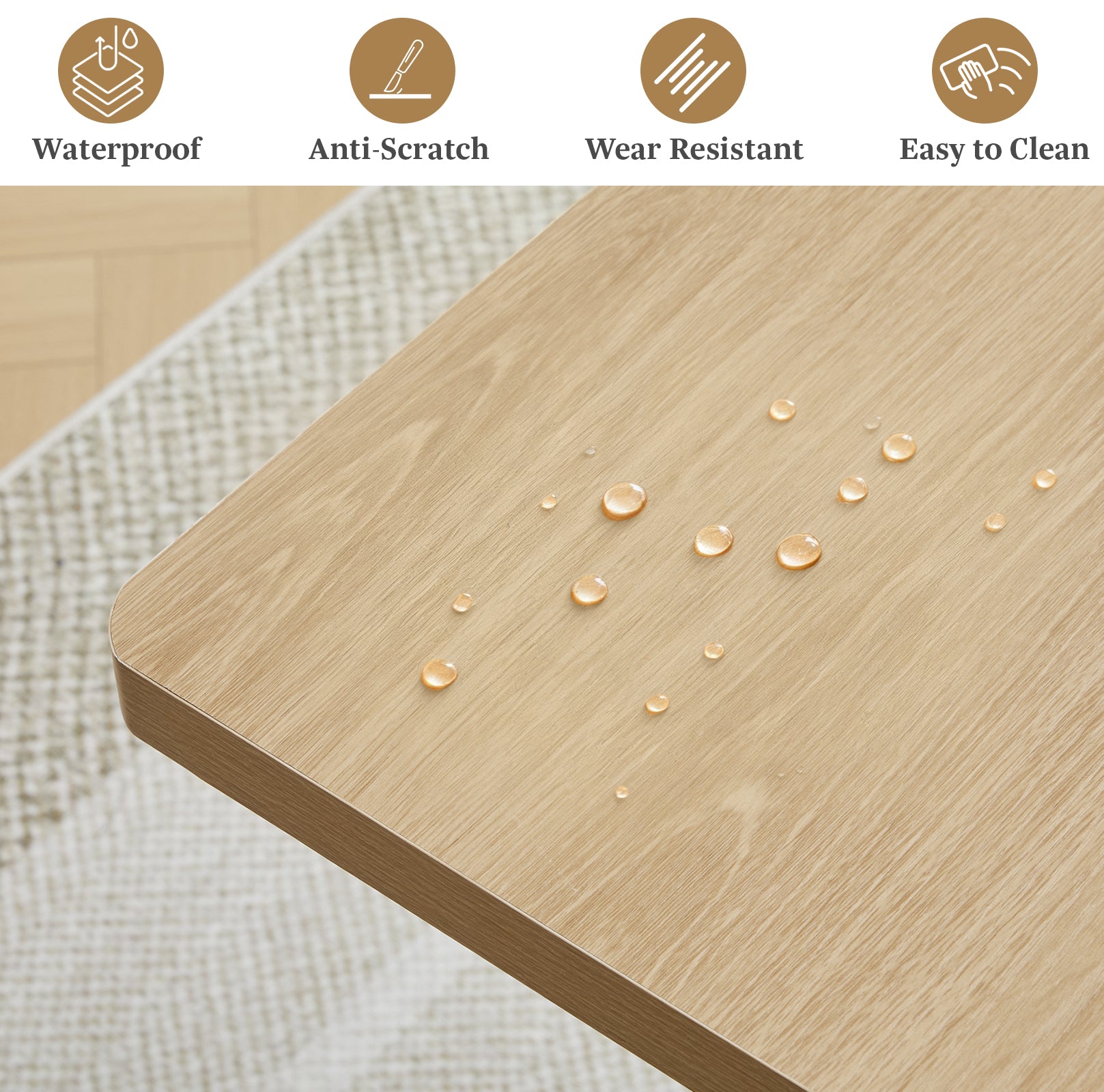 Wirrytor Rectangle Extendable Dining Table for 6-8 People Modern Expandable Kitchen Table with White Pedestal Base Wood veneer Particle Board Space Saving Design. Oak