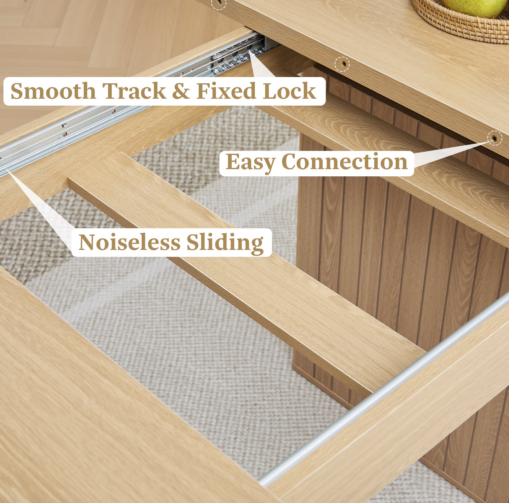 Wirrytor Rectangle Extendable Dining Table for 6-8 People Modern Expandable Kitchen Table with White Pedestal Base Wood veneer Particle Board Space Saving Design. Oak