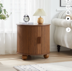 Wirrytor Side Table with Charging Station, The Table Behind the Sofa with Storage Space and Sliding Door, Bedside Table Accent Cabinet for Living Room, Bedroom, Entryway