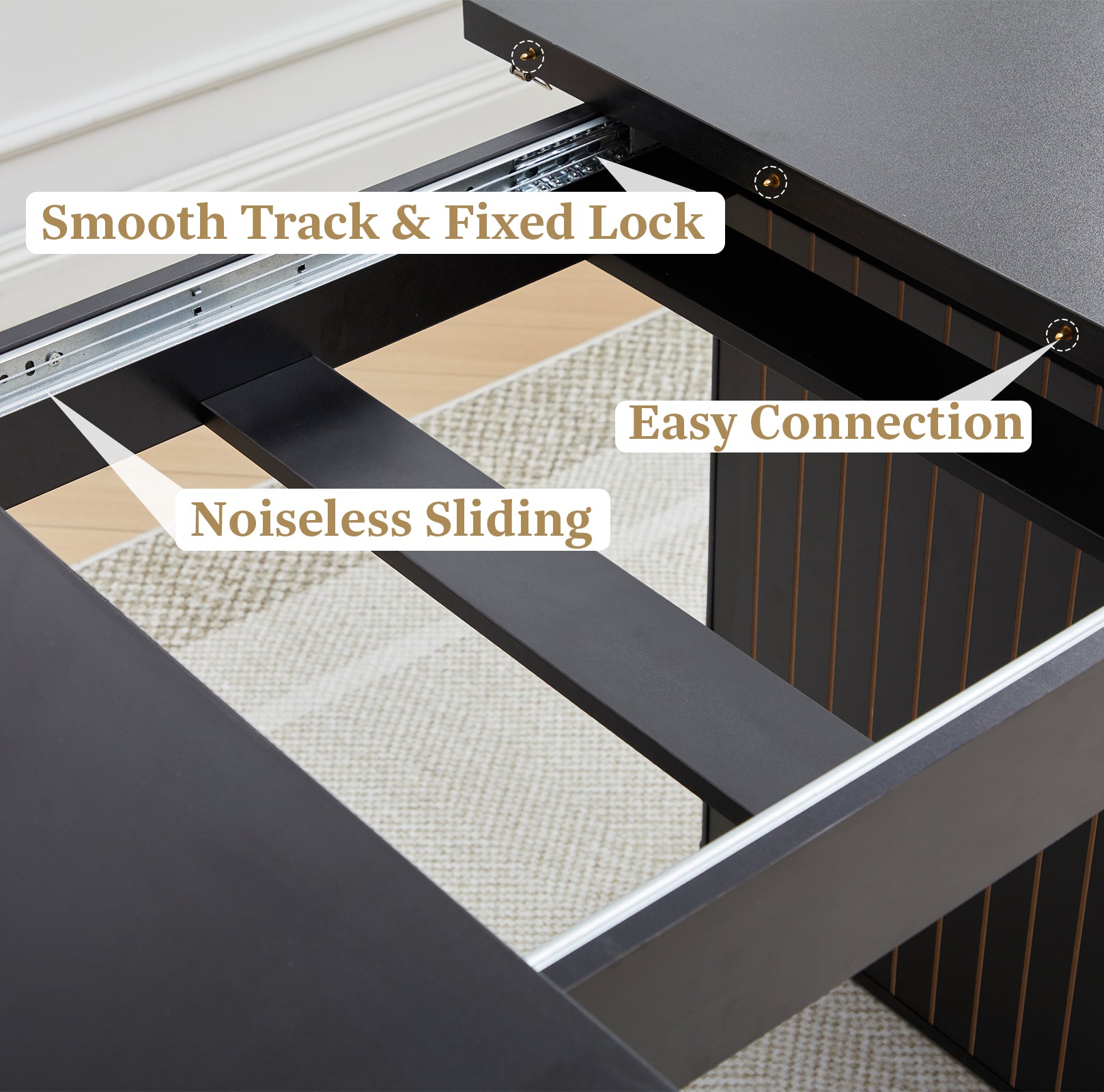 Wirrytor Rectangle Extendable Dining Table for 6-8 People Modern Expandable Kitchen Table with White Pedestal Base Wood veneer Particle Board Space Saving Design. Oak