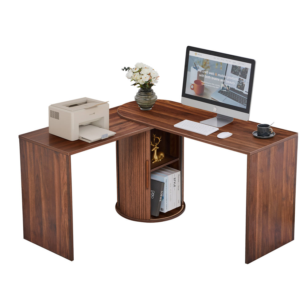 Wirrytor L Shaped Desk Corner Office Desk Computer Desk with Storage Cabinet
