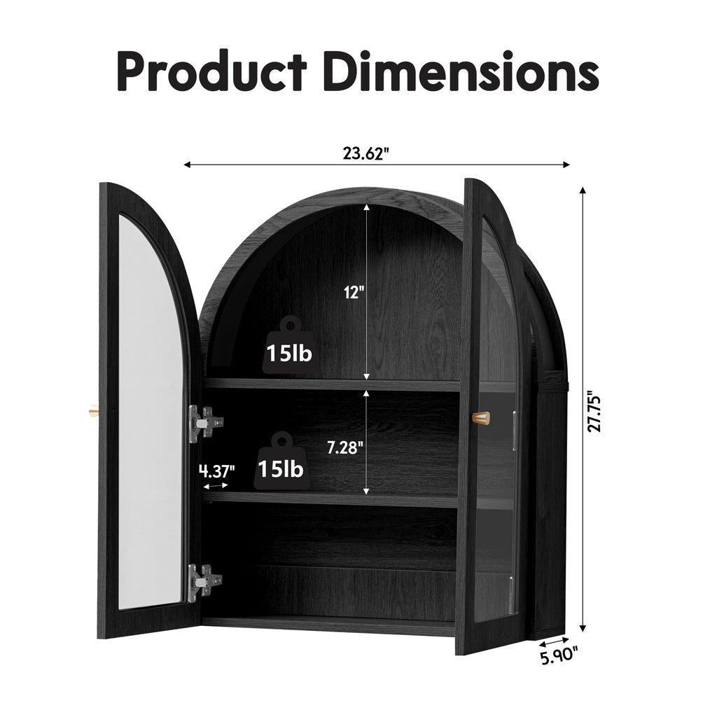 Wirrytor Arched Wall Cabinet with Glass Door