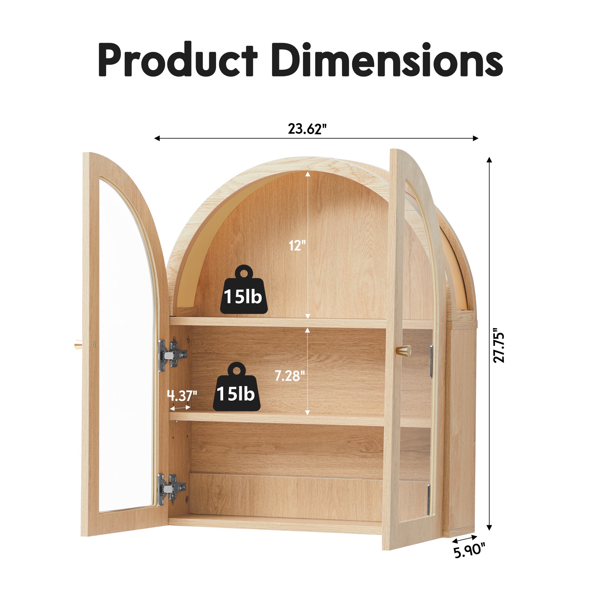 Wirrytor Arched Wall Cabinet with Glass Door