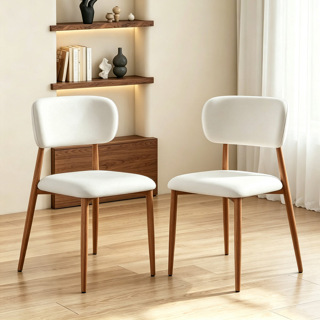 WIRRYTOR Modern Upholstered Dining Chairs Set of 4, Metal Frame Kitchen Chairs with Wood Look, Barrel Back Velvet Chairs for Dining Room