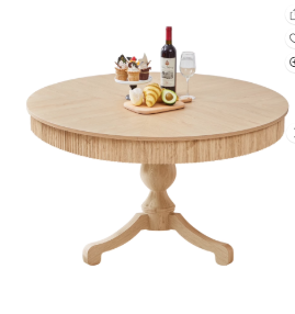 Wirrytor 47 ' Round Circle Wooden Pedestal Dining Table, with Round Tabletop & Curved Trestle Legs in Antiqued Brown Finish, Place Dining Table, Bistro