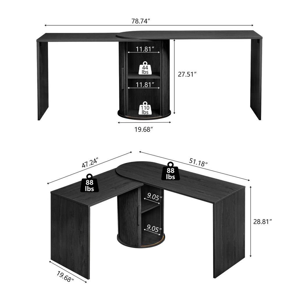Wirrytor L Shaped Desk Corner Office Desk Computer Desk with Storage Cabinet