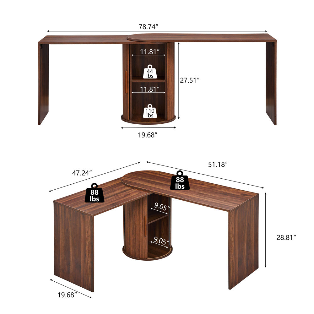 Wirrytor L Shaped Desk Corner Office Desk Computer Desk with Storage Cabinet