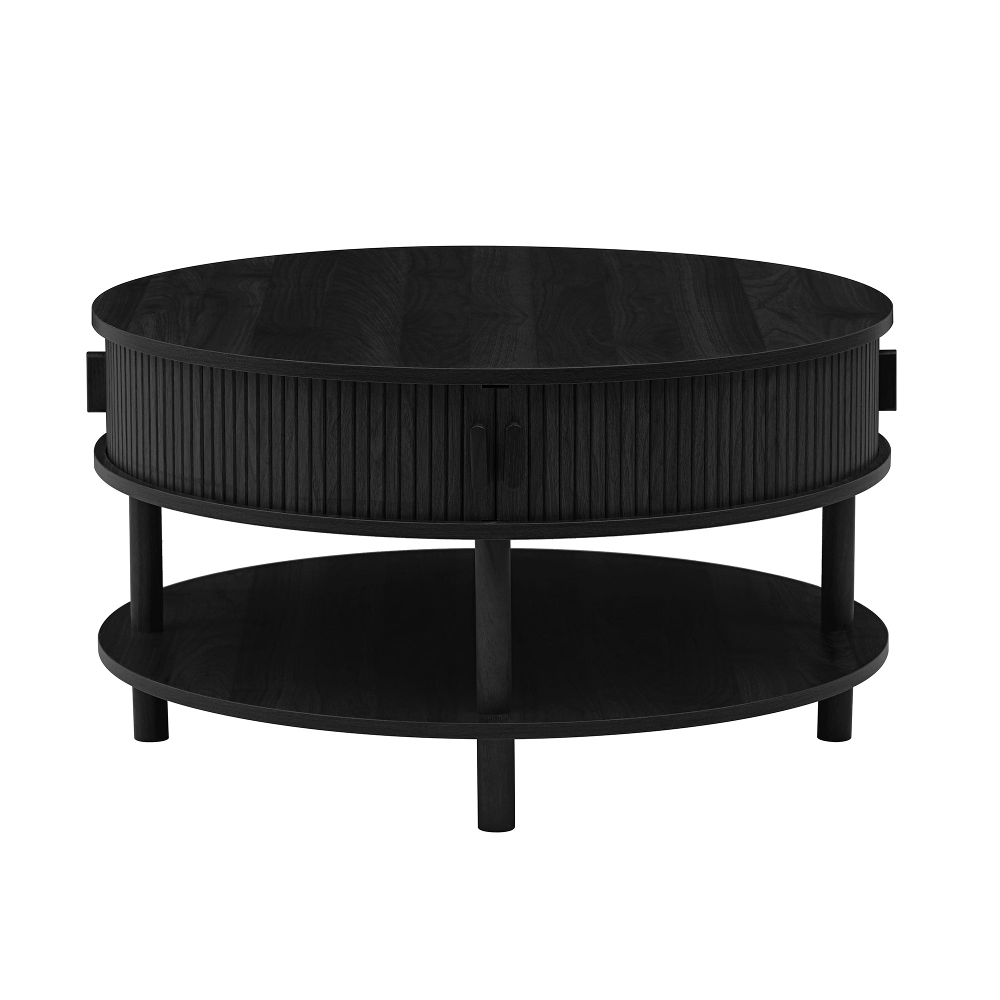 Wirrytor 31 inch Walnut Round Coffee Table for Living Room with Hiddern Storage