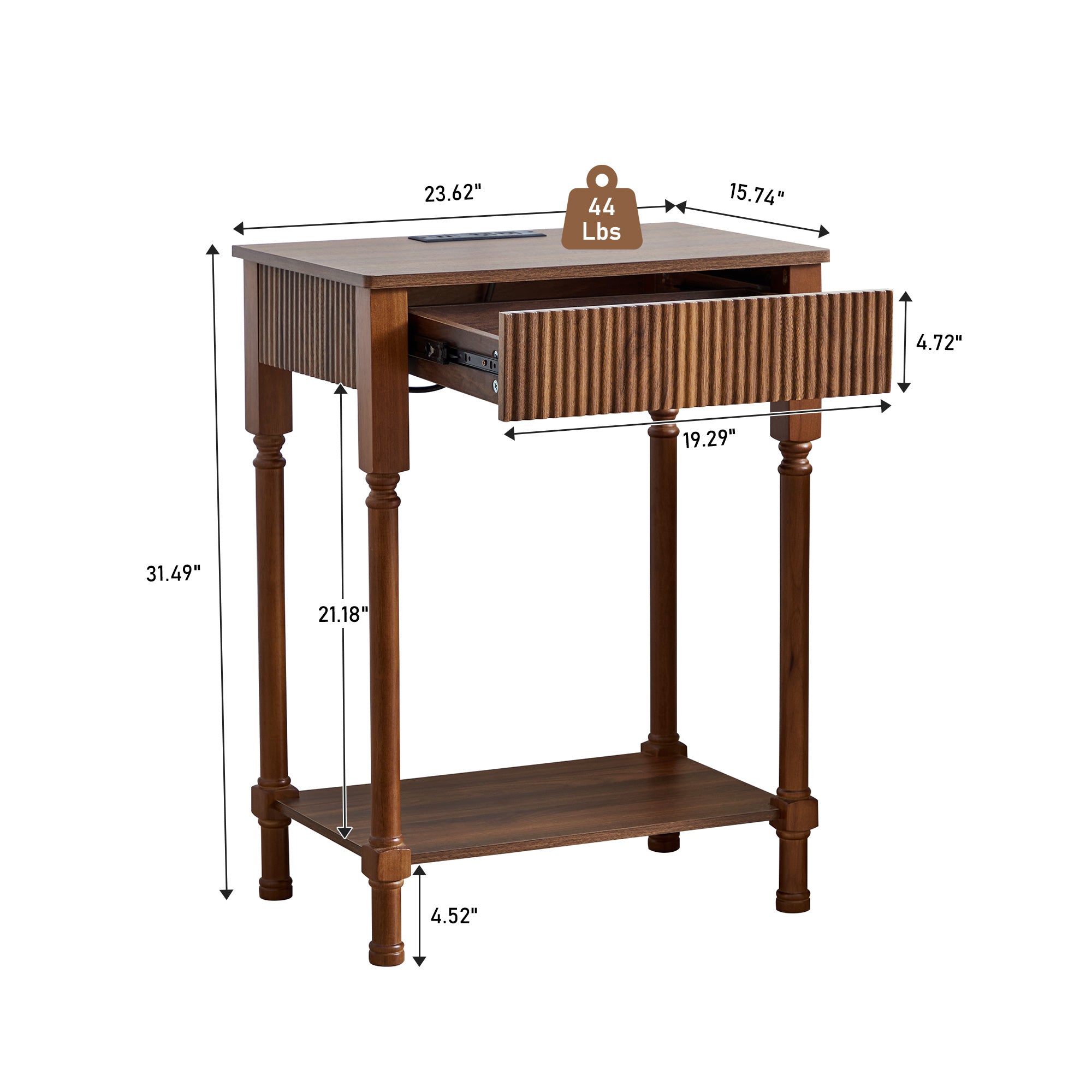 Wirrytor Narrow End Table with 2 Drawer & Open Storage Shelf, Modern Narrow Side Table for Small Spaces, Multifunctional Slim Nightstand for Bedroom, Living Room & Home Office,Oak