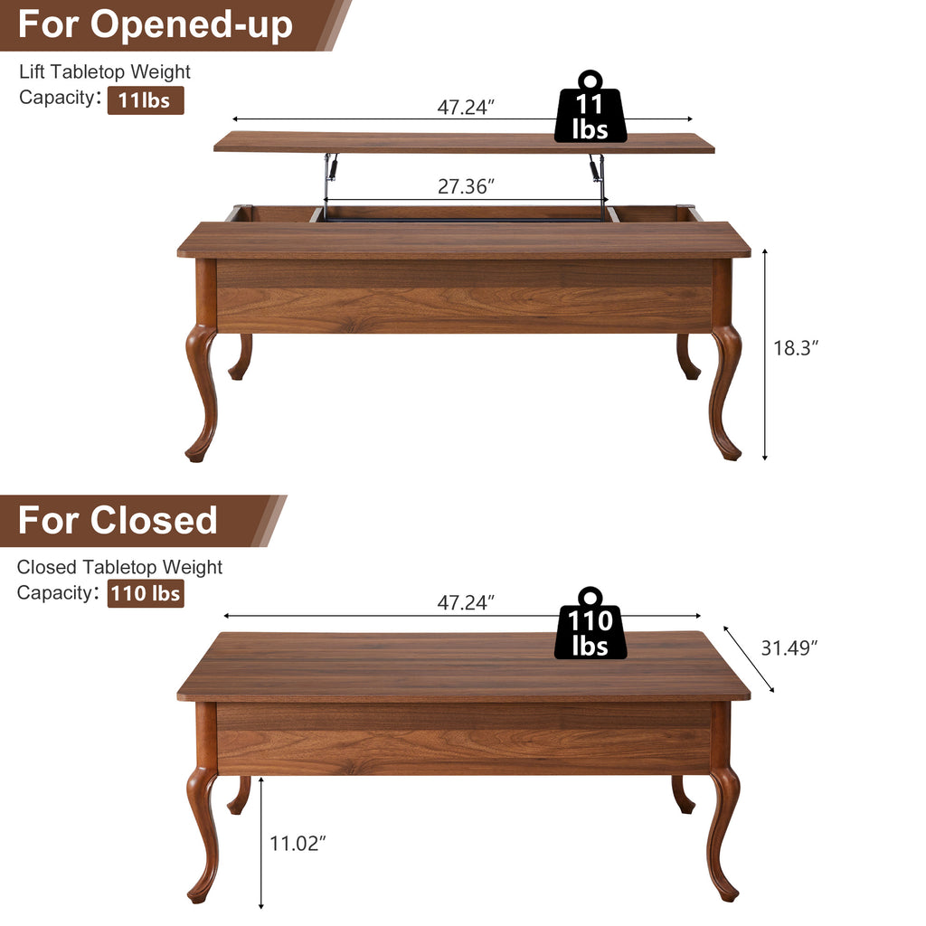 Wirrytor Lift Top Coffee Table with Storage for Living Room